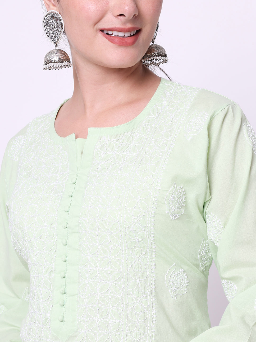 Hand Embroidered Chikankari Cotton Straight Kurta- PC3579