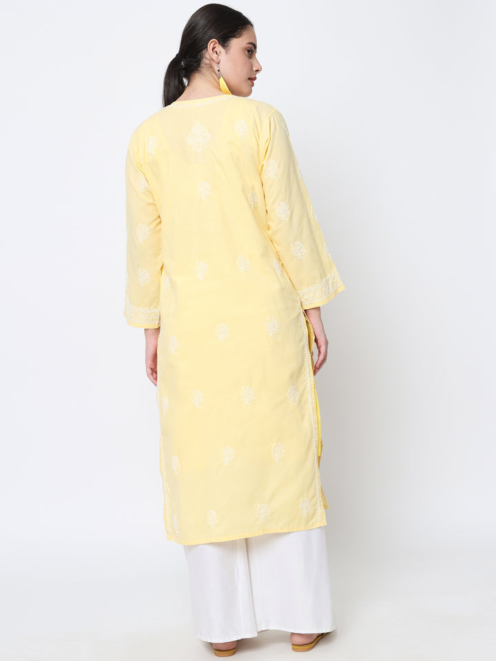 Hand Embroidered Chikankari Cotton Straight Kurta- PC3579