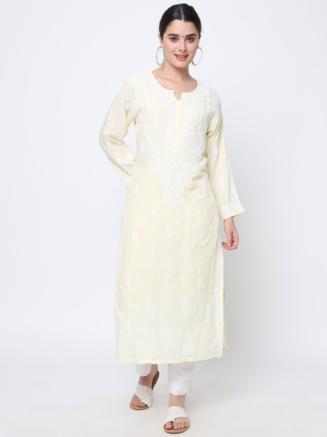 Hand Embroidered Chikankari Modal Straight Kurta- PC3584