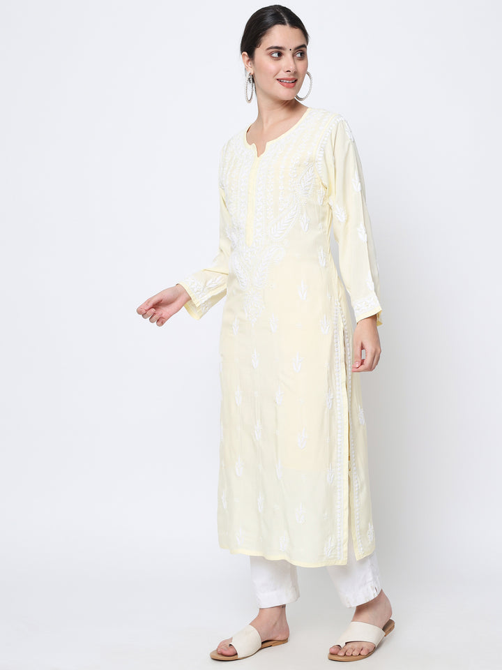 Hand Embroidered Chikankari Modal Straight Kurta- PC3584