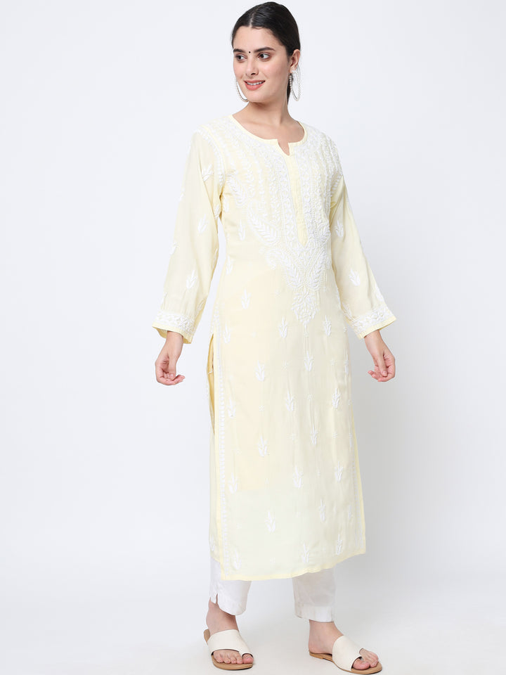 Hand Embroidered Chikankari Modal Straight Kurta- PC3584