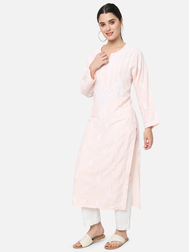 Hand Embroidered Chikankari Modal Straight Kurta- PC3584