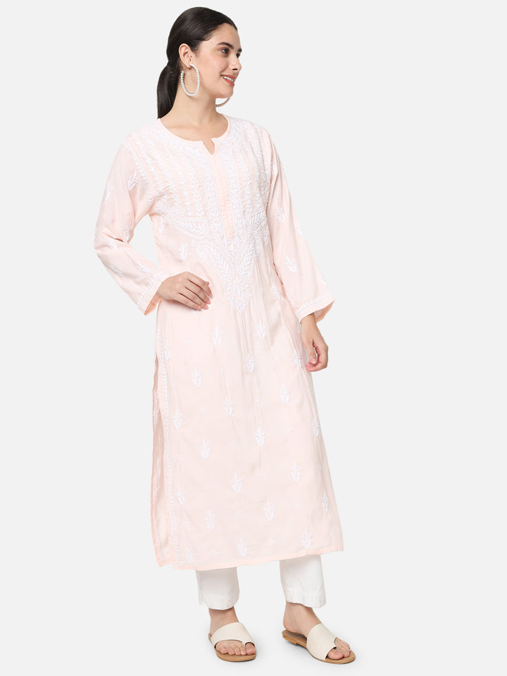 Hand Embroidered Chikankari Modal Straight Kurta- PC3584