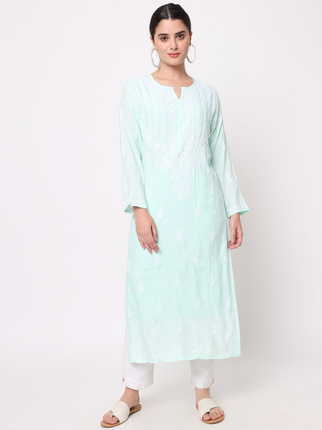 Hand Embroidered Chikankari Modal Straight Kurta- PC3584