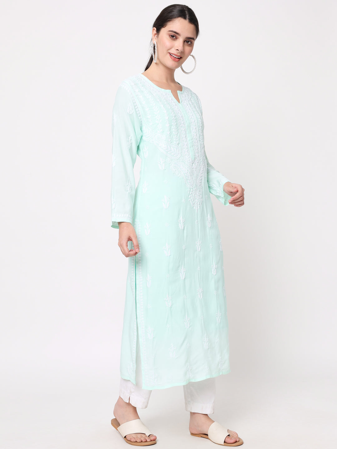 Hand Embroidered Chikankari Modal Straight Kurta- PC3584