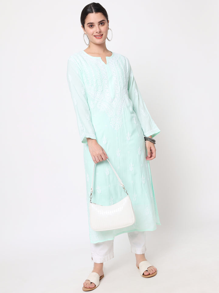 Hand Embroidered Chikankari Modal Straight Kurta- PC3584