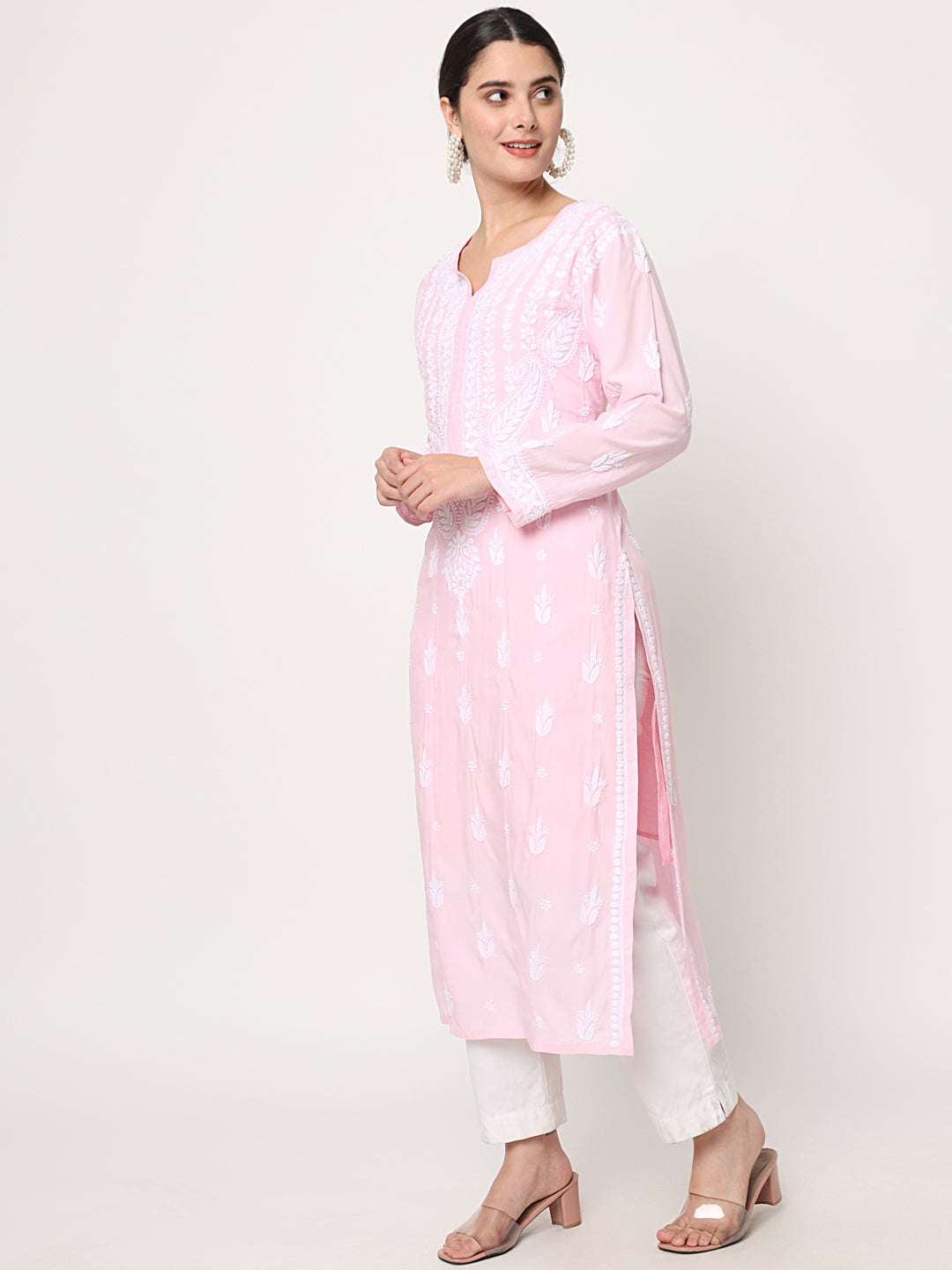 Hand Embroidered Chikankari Modal Straight Kurta- PC3584