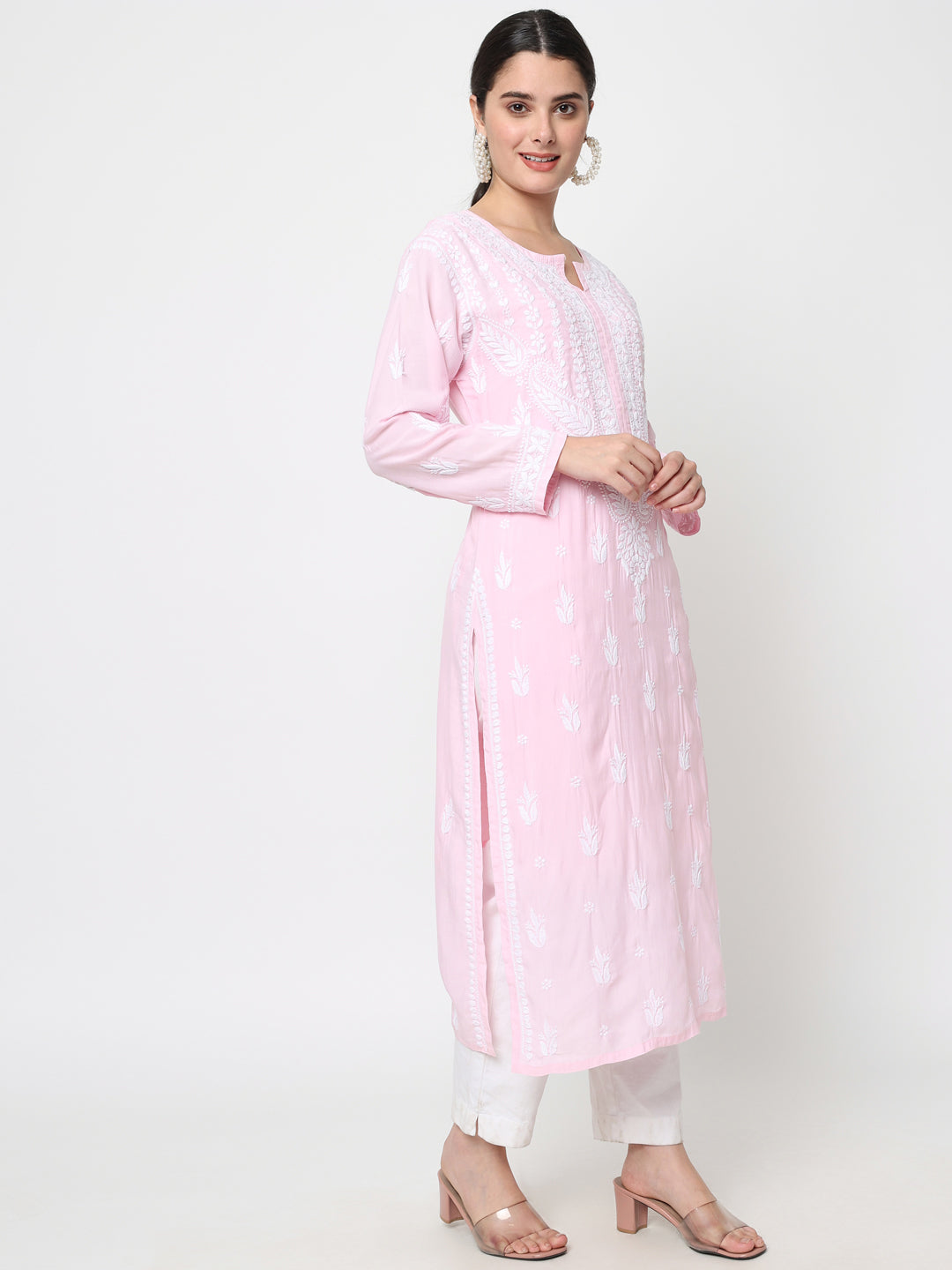 Hand Embroidered Chikankari Modal Straight Kurta- PC3584