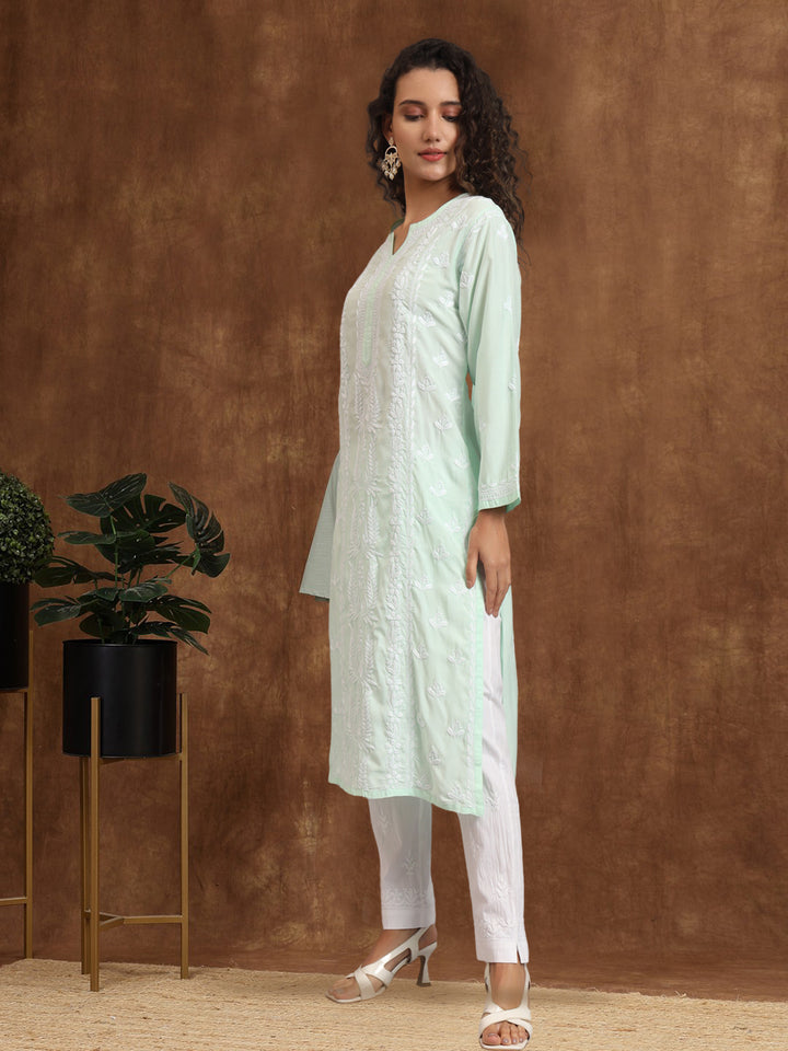 Hand Embroidered Chikankari Modal Straight Kurta- PC4052