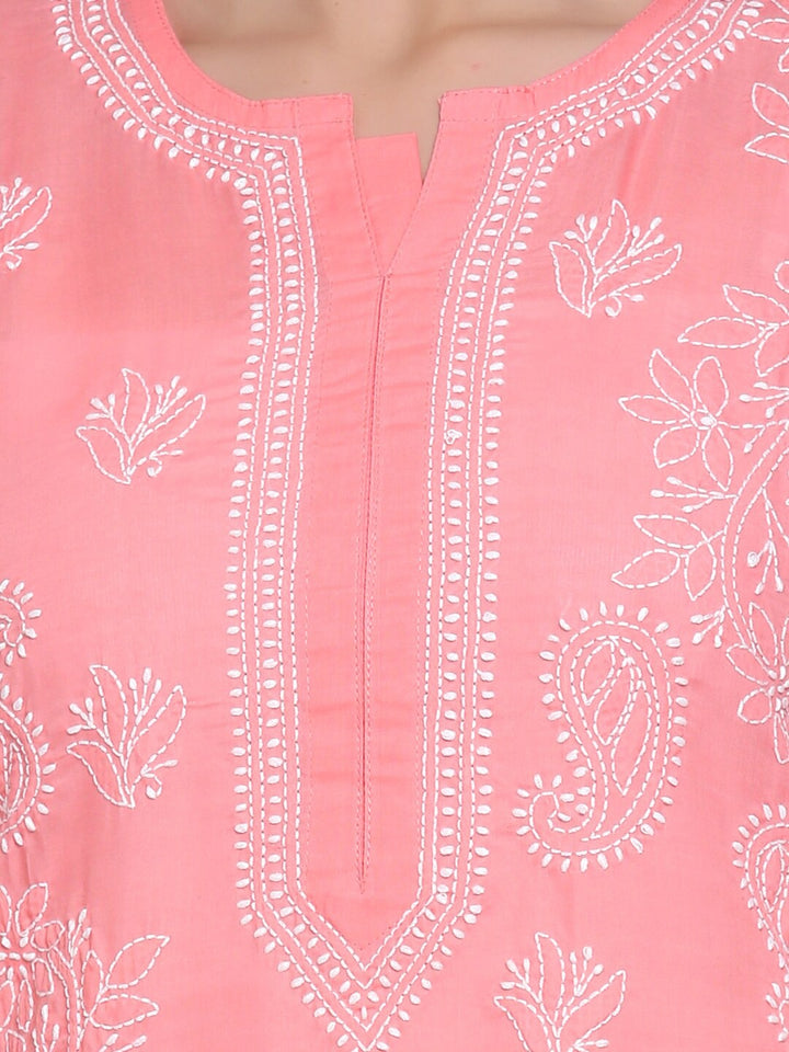 Hand Embroidered Chikankari Cotton Straight Kurta PC3496