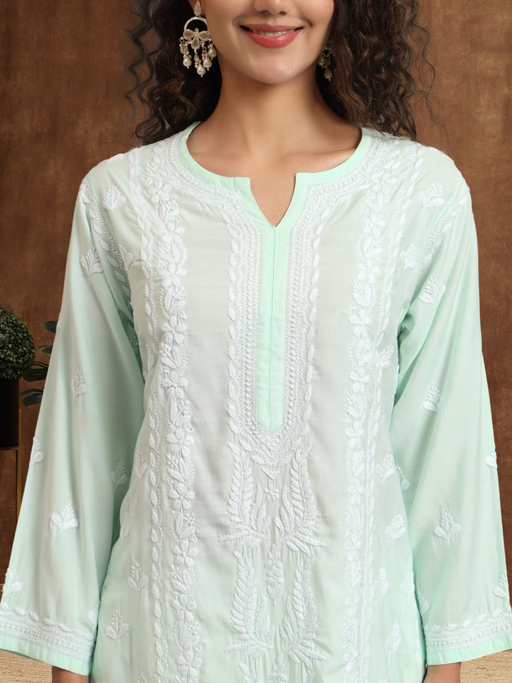 Hand Embroidered Chikankari Modal Straight Kurta- PC4052