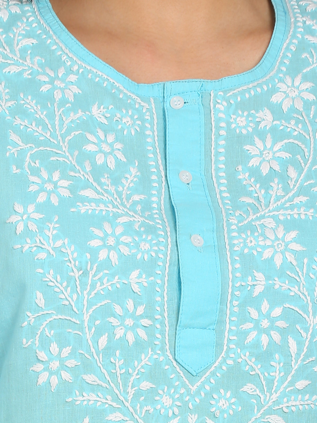 Women Hand Embroidered Chikankari Cotton Kurti SM126S