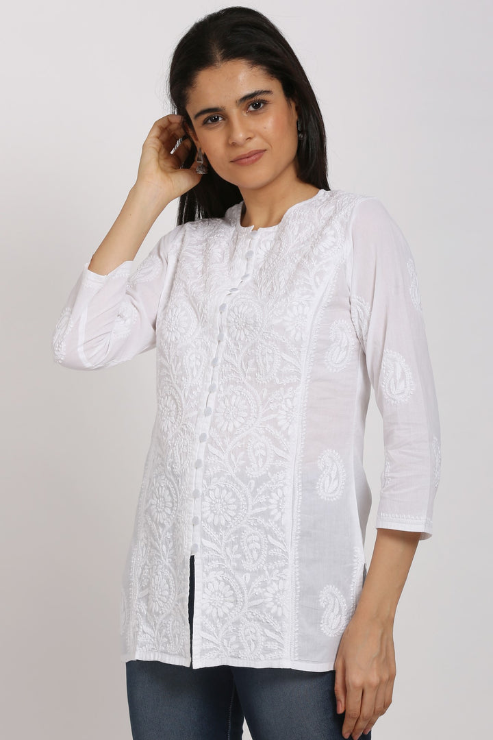 Hand Embroidered Chikankari Pure Cotton Sustainable Kurti-PC3452