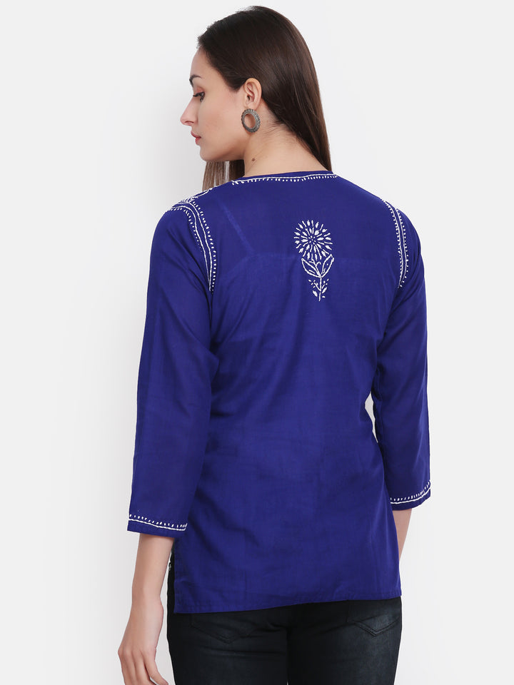 Women Hand Embroidered Chikankari Cotton Kurti SM126S