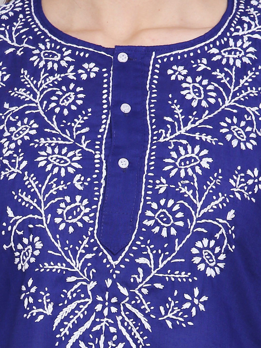 Women Hand Embroidered Chikankari Cotton Kurti SM126S