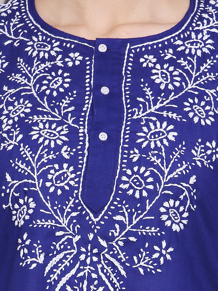 Women Hand Embroidered Chikankari Cotton Kurti SM126S