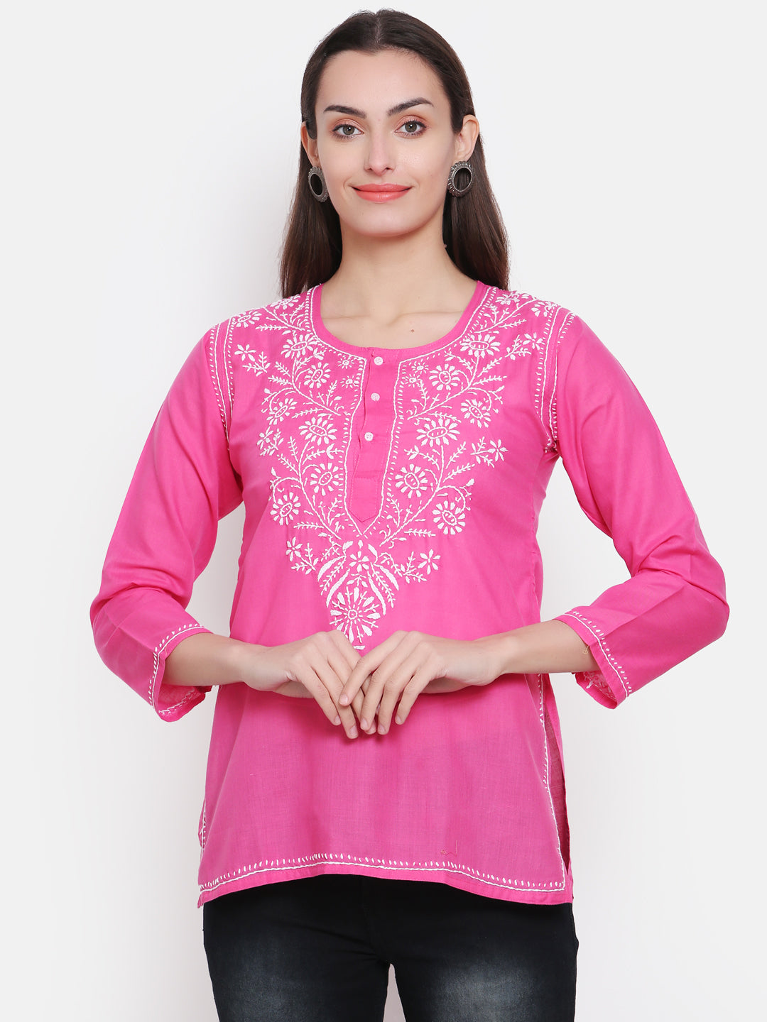 Women Hand Embroidered Chikankari Cotton Kurti SM126S