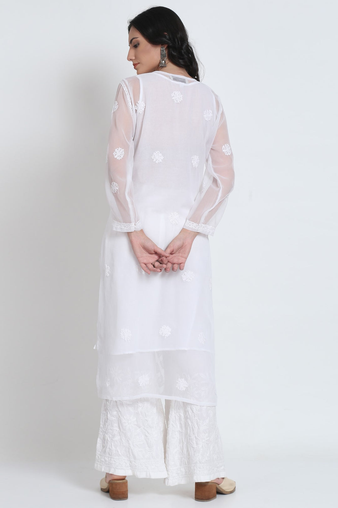 Hand Embroidered Chikankari Georgette Straight Kurta With Matching Slip- PC3484