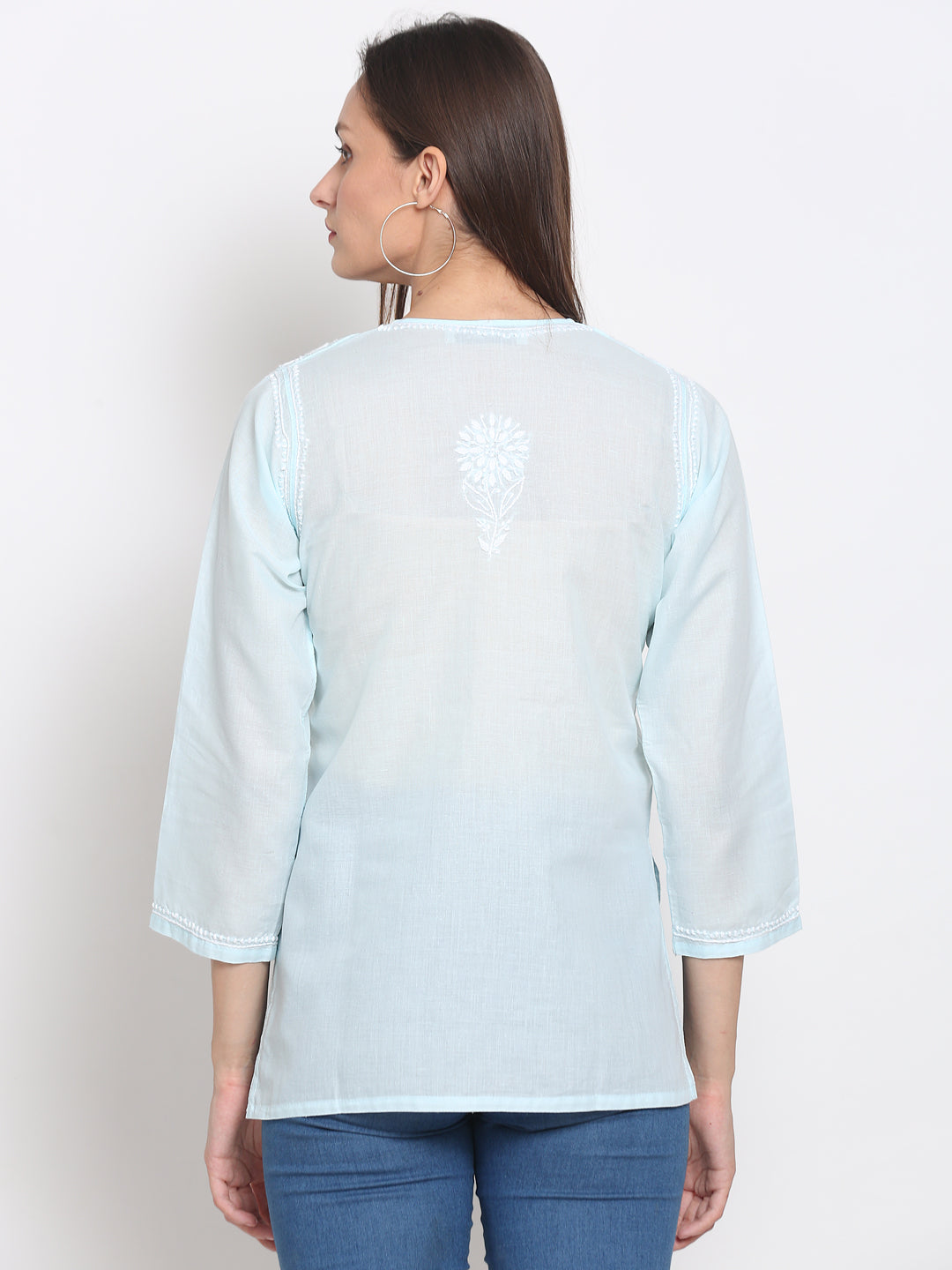 Women Hand Embroidered Chikankari Cotton Kurti SM126S