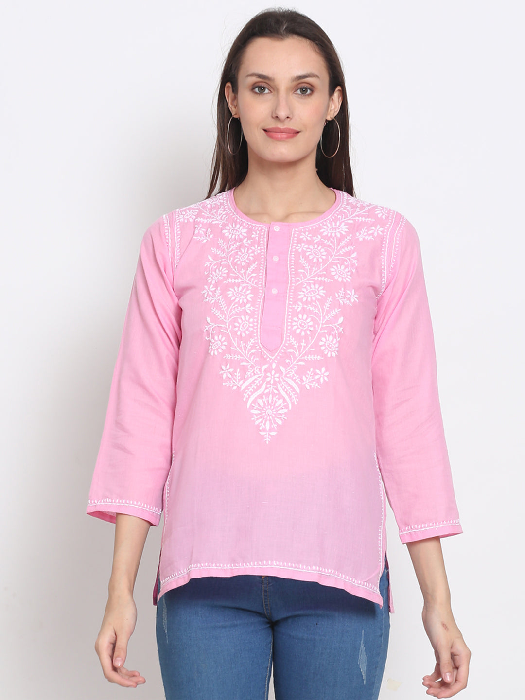 Women Hand Embroidered Chikankari Cotton Kurti SM126S