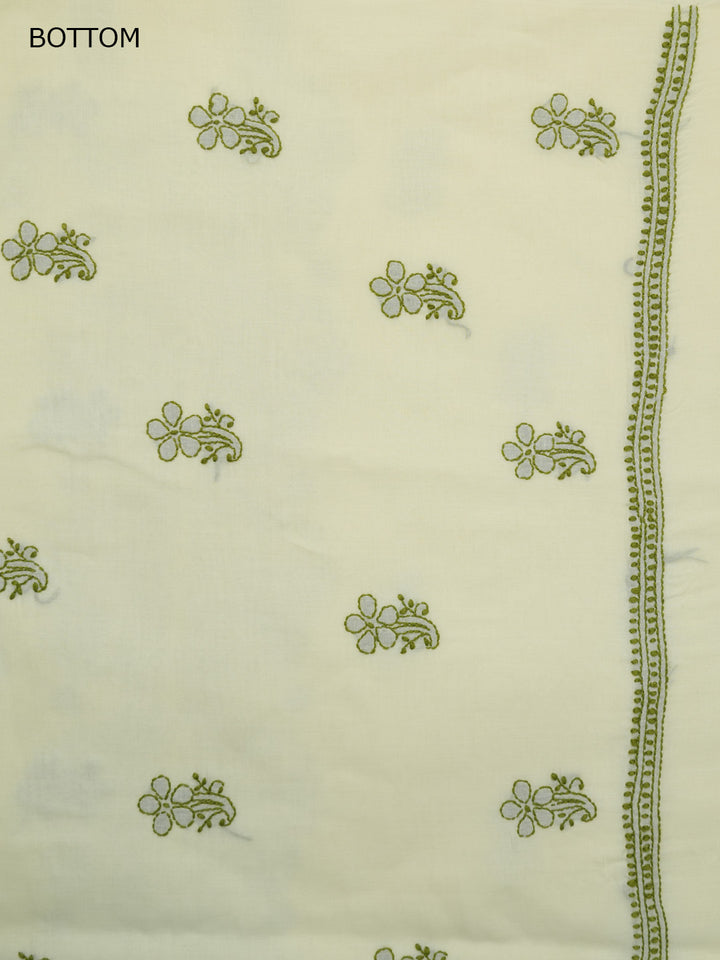 Women Hand Embroidered Cotton Chikankari Dress MaterialPCSCU00406FS-LEMON