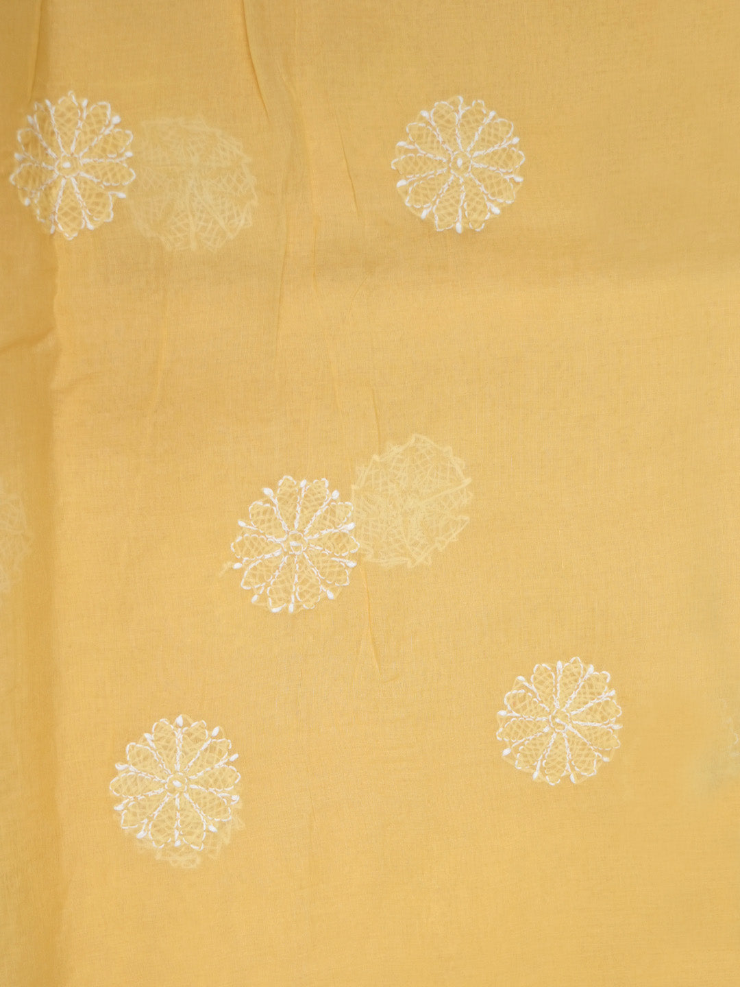 Hand Embroidered Chikankari Cotton Saree PCSAR02 Yellow