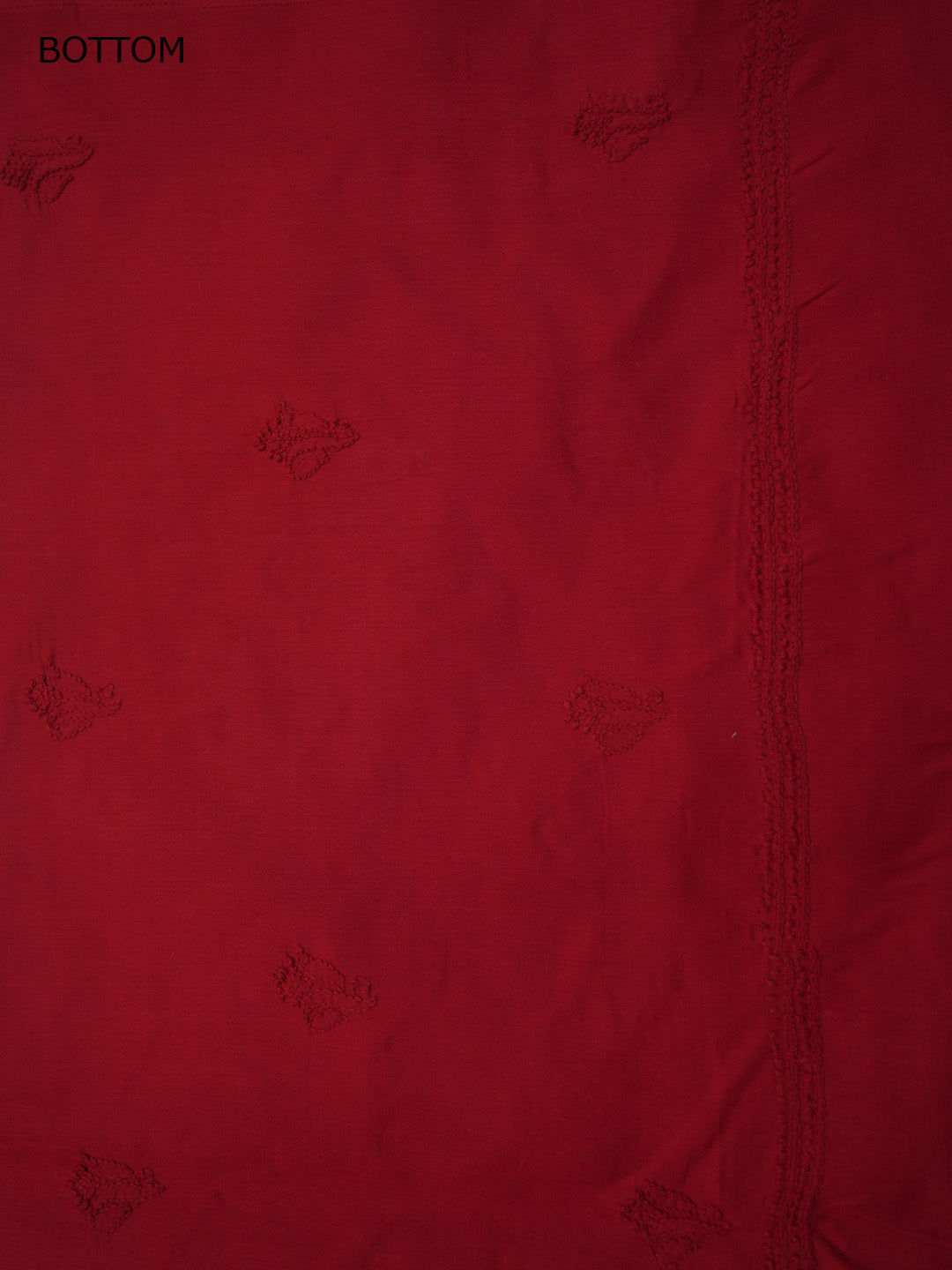 Women Hand Embroidered Cotton Chikankari Dress MaterialPCSCU00103FS-CHERRYRED