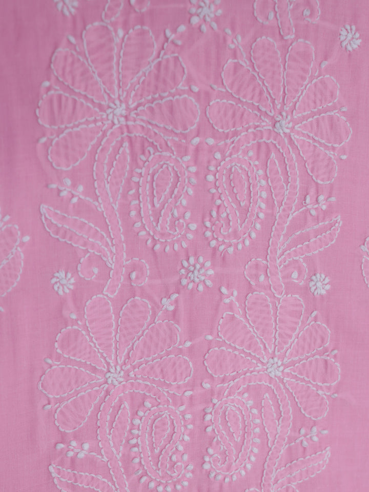 Women Hand Embroidered Chikankari Cotton Dressmaterial PCSCU00104FS-PINK