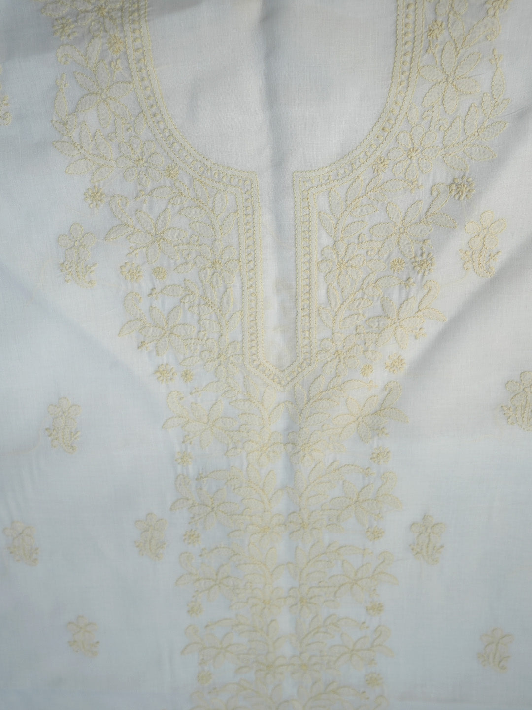 Women Hand Embroidered Chikankari Cotton Dressmaterial PCSCU00406FS-BEIGE