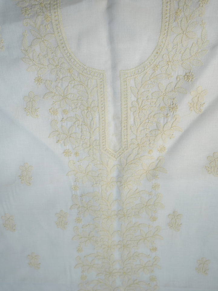 Women Hand Embroidered Chikankari Cotton Dressmaterial PCSCU00406FS-BEIGE