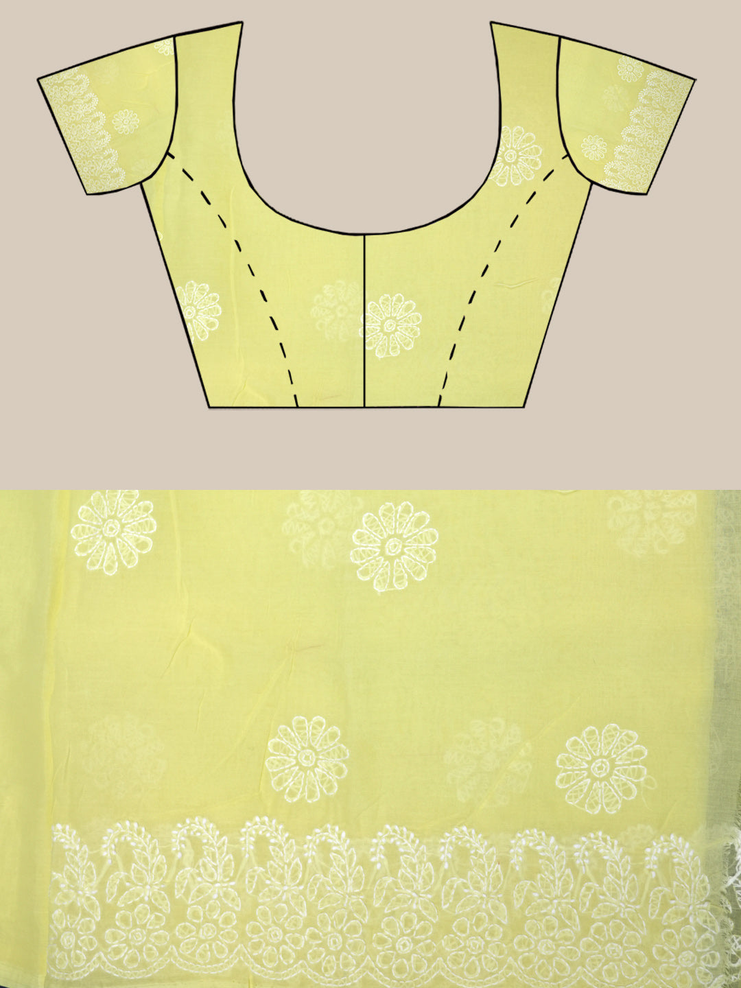 Hand Embroidered Chikankari Cotton Saree PCSAR02 Darklemon