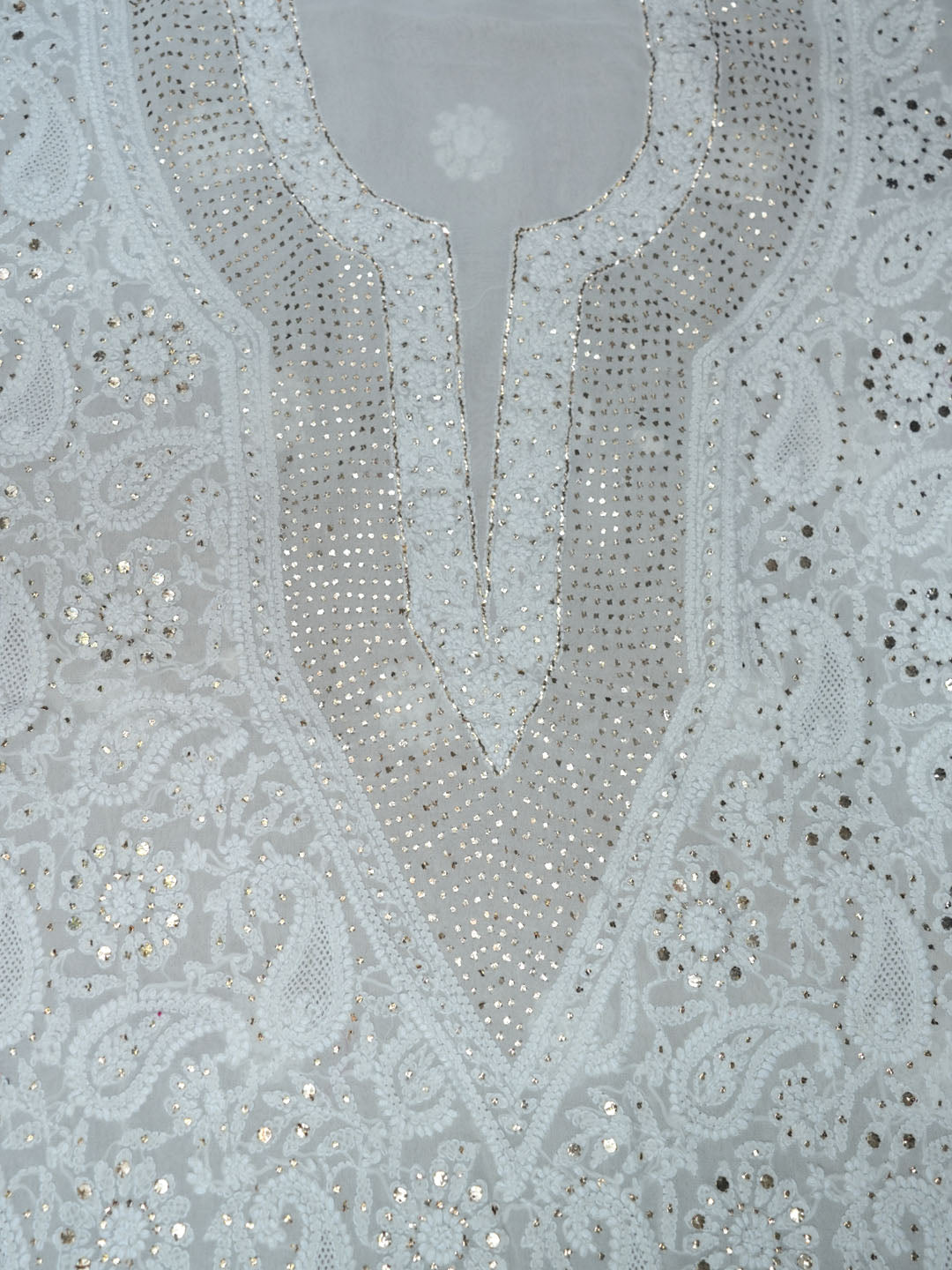 Women Hand Embroidered Chikankari Viscose Georgette Dressmaterial PC4124-WHITE6