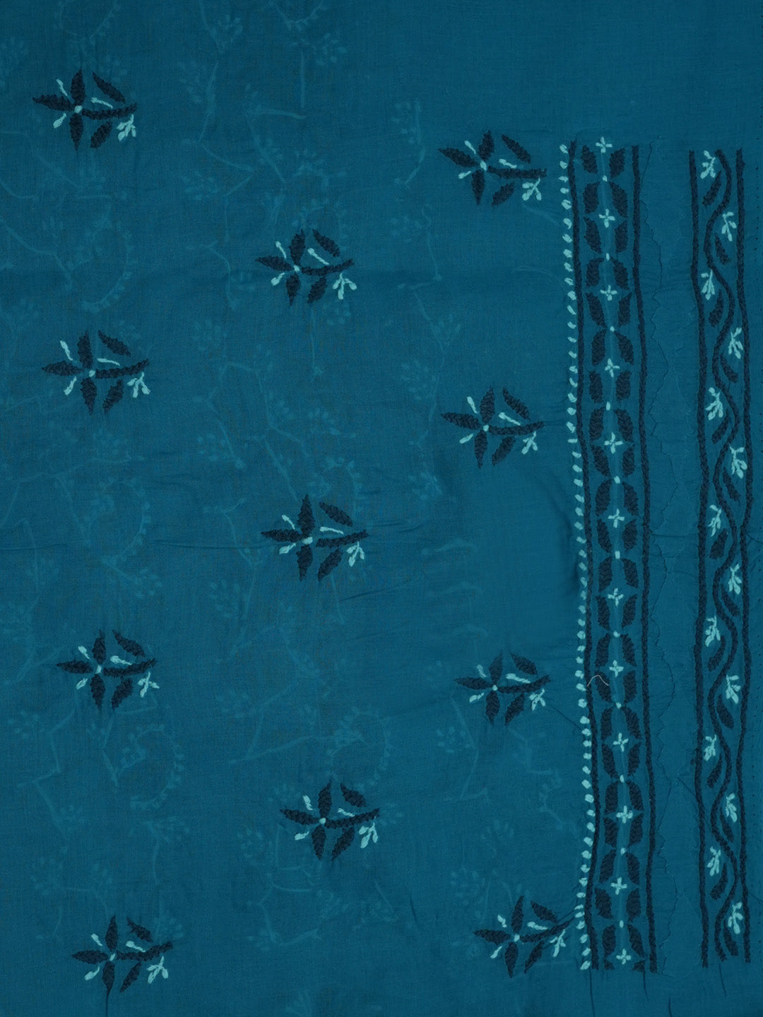 women hand embroidered chikankari cotton dressmaterial PC4120-TEAL8