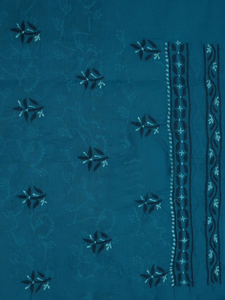 women hand embroidered chikankari cotton dressmaterial PC4120-TEAL8