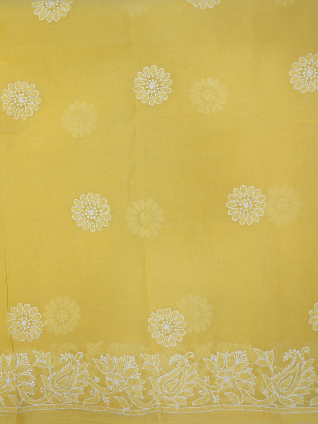 Hand Embroidered Chikankari Cotton Saree PCSAR02 Lightyellow