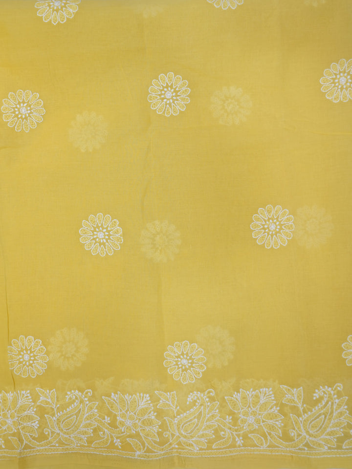 Hand Embroidered Chikankari Cotton Saree PCSAR02 Lightyellow