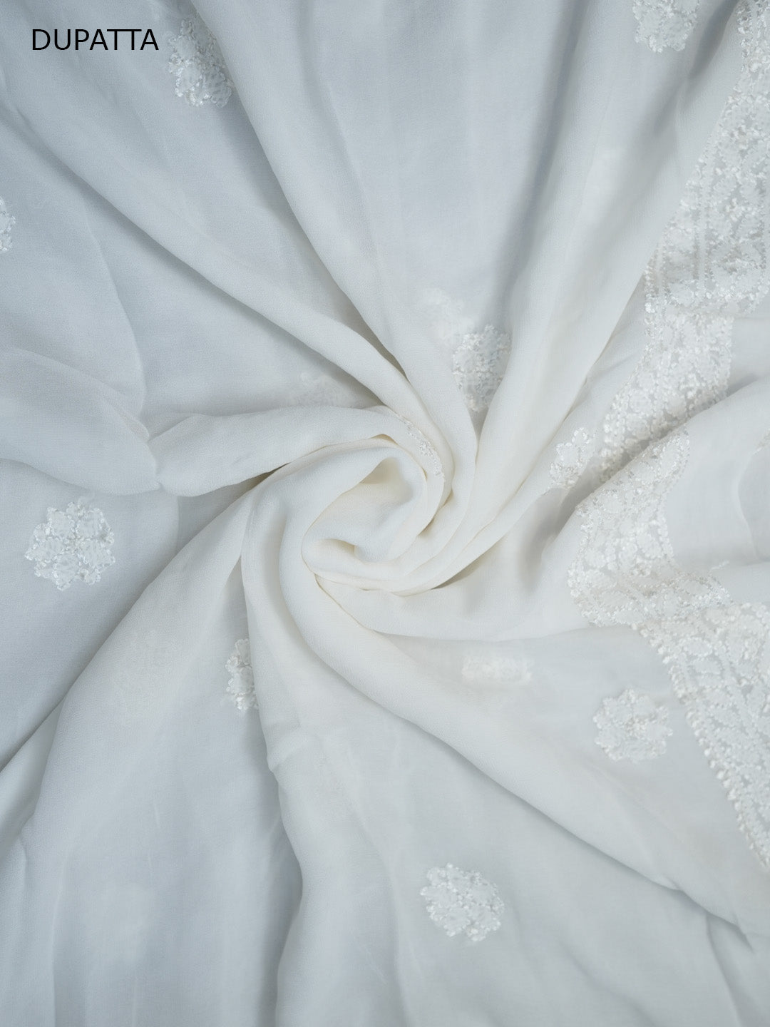 Women Hand Embroidered Chikankari Viscose Georgette Dressmaterial PC4123-WHITE4