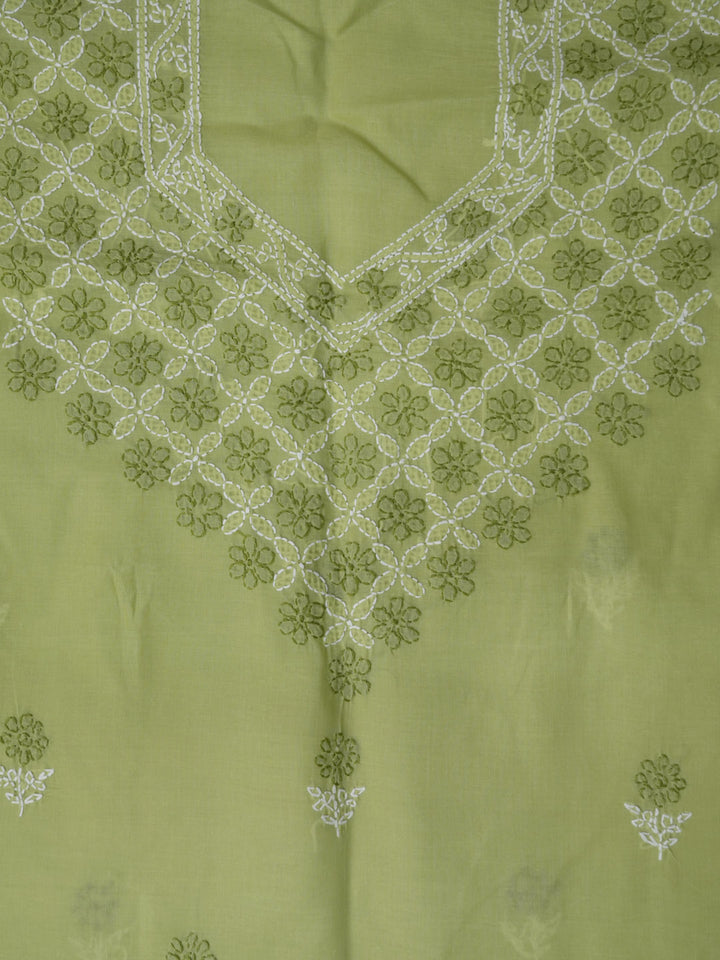 Women Hand Embroidered Chikankari Cotton Dressmaterial PCSCU00102FS-GREEN