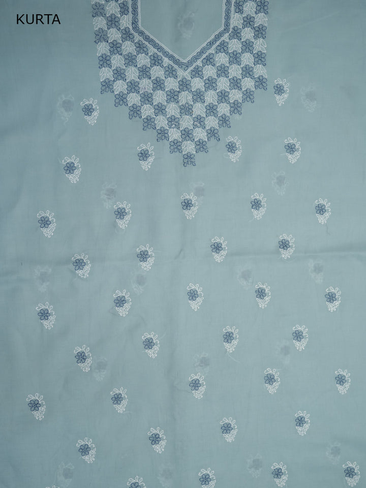 Women Hand Embroidered Cotton Chikankari Dress Material PCSCU00102FS-ASHGREY