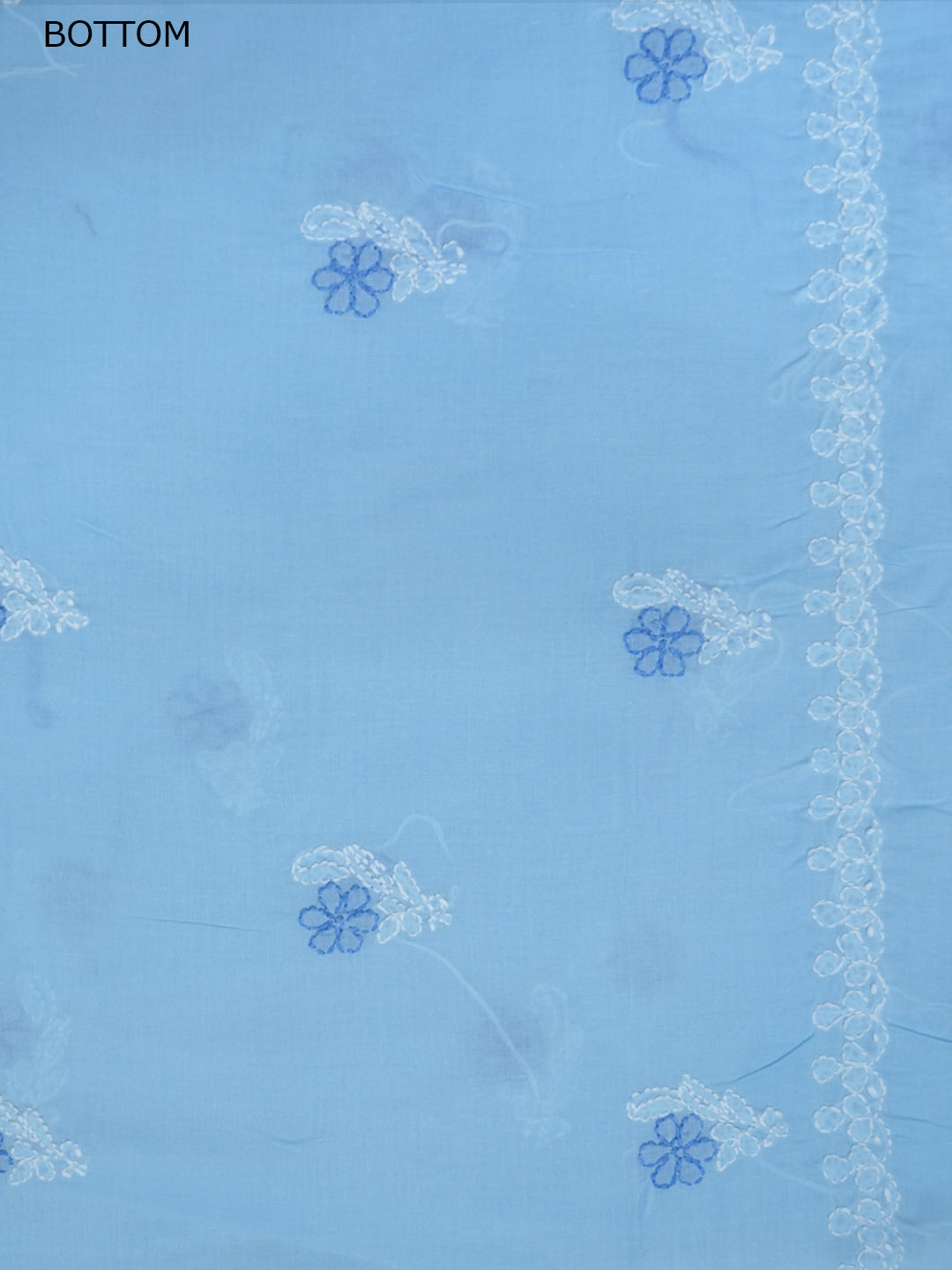 Women Hand Embroidered Chikankari Cotton Dressmaterial PCSCU00102FS-Blue