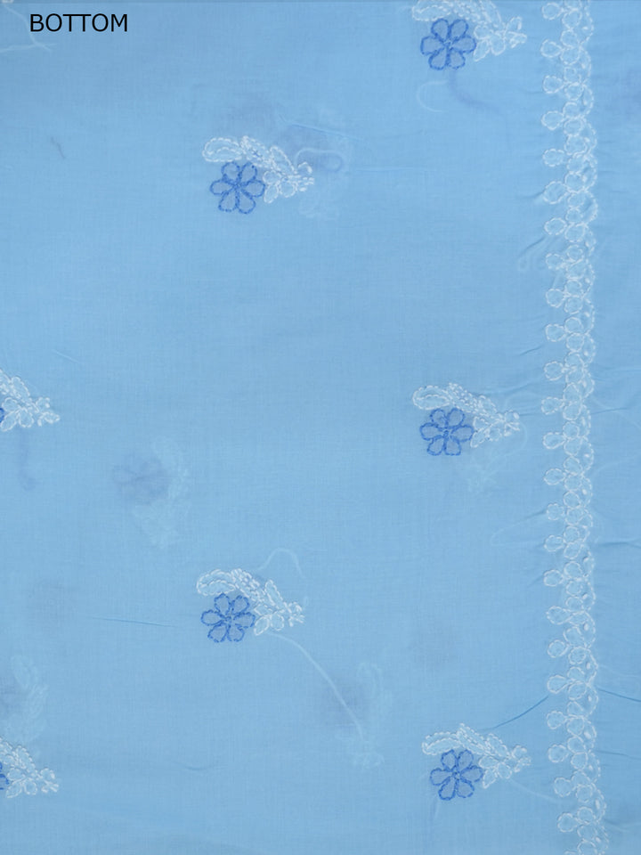 Women Hand Embroidered Chikankari Cotton Dressmaterial PCSCU00102FS-Blue