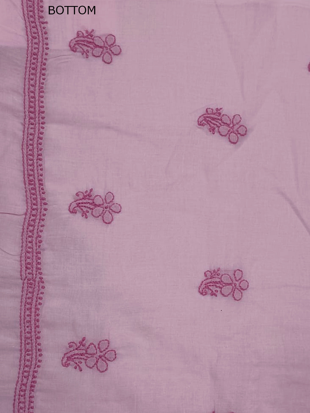 Women Hand Embroidered Chikankari Cotton Dressmaterial PCSCU00406FS-PINK
