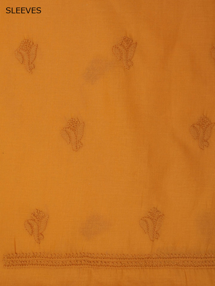 Women Hand Embroidered Chikankari Cotton Dressmaterial PCSCU00103FS-MUSTARD