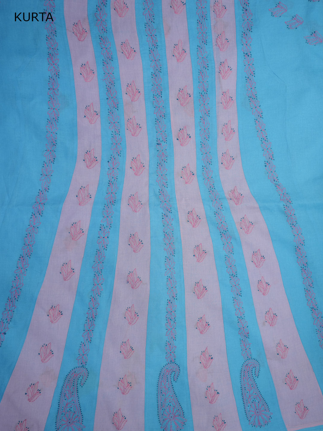 Women Hand Embroidered Chikankari Cotton Dressmaterial PC4120-POWDERBLUE
