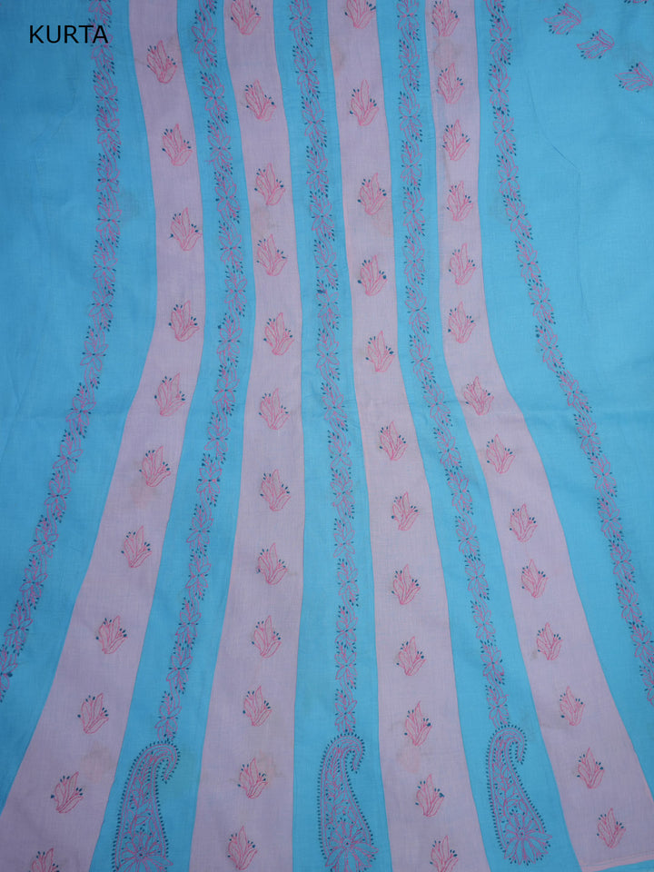 Women Hand Embroidered Chikankari Cotton Dressmaterial PC4120-POWDERBLUE