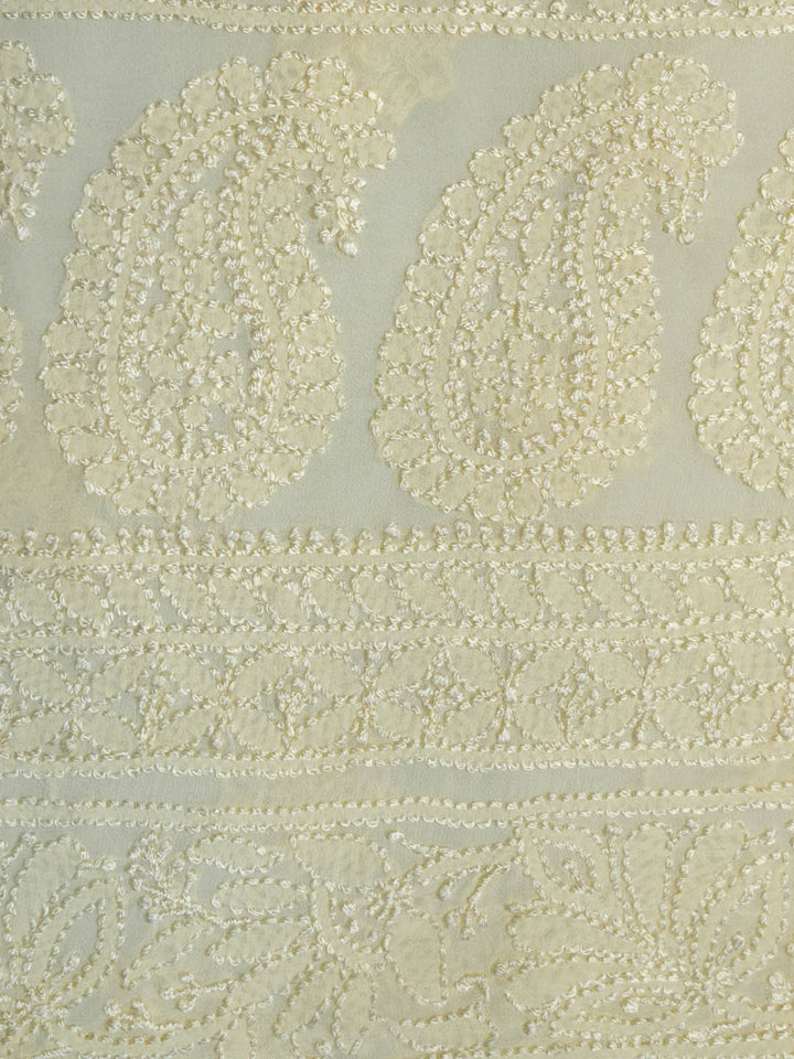 Women Hand Embroidered Chikankari Viscose Georgette Kurta Fabric PC4122-LEMON