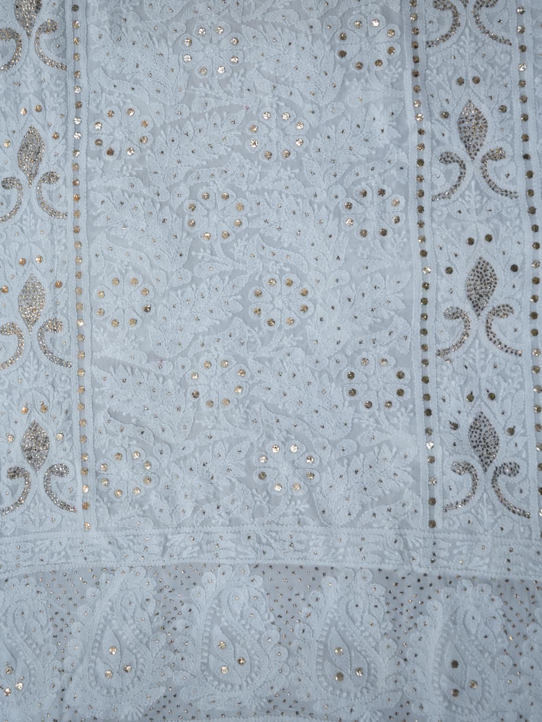 Women Hand Embroidered Chikankari Viscose Georgette Dressmaterial PC4124-WHITE1