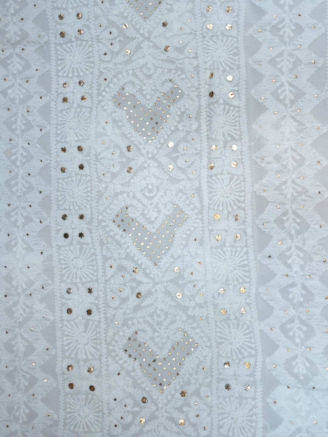 Women Hand Embroidered Chikankari Viscose Georgette Dressmaterial PC4124-WHITE9