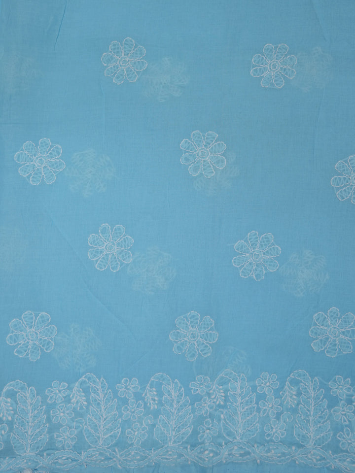 Hand Embroidered Chikankari Cotton Saree PCSAR02 Skyblue
