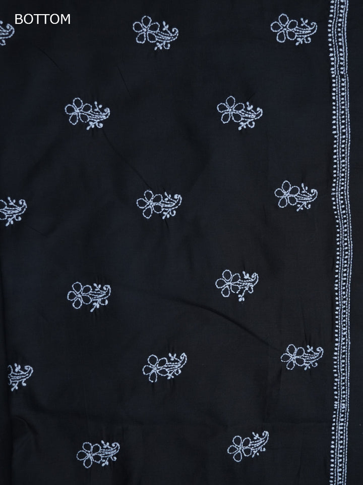 Women Hand Embroidered Chikankari Cotton Dressmaterial PCSCU00104FS-BLACK
